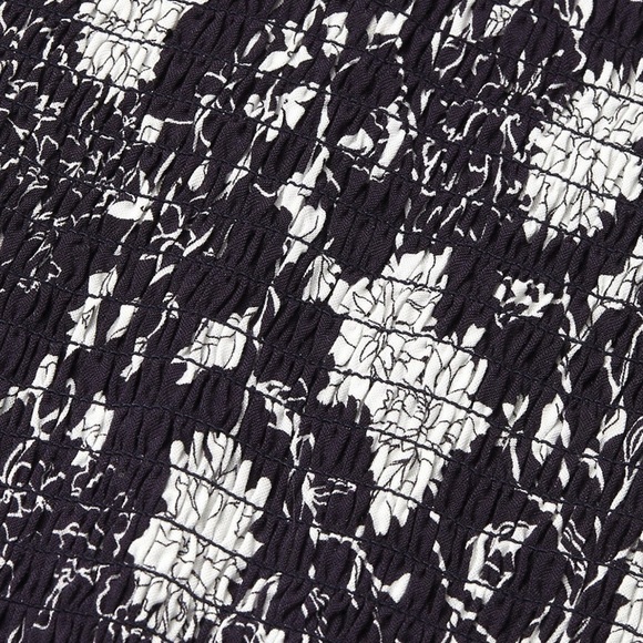 Likely Navy Blue white Floral print Zephra Shirred Floral Mini Dress sz 8 - Picture 5 of 12